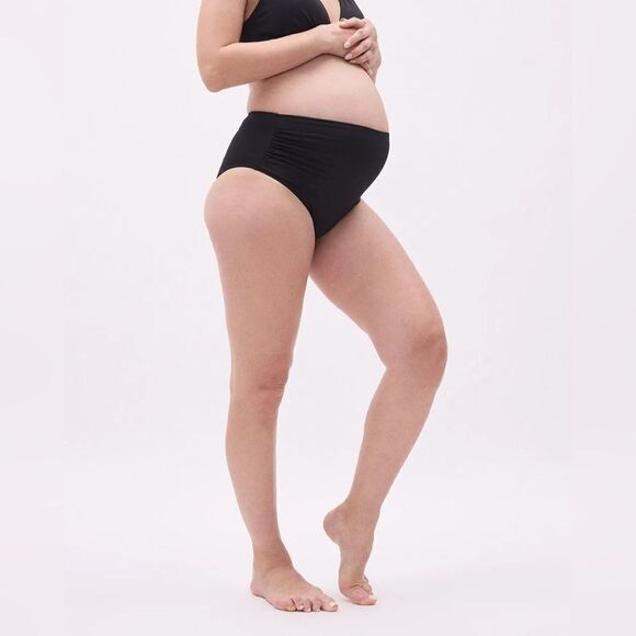 New Thyme Maternity Size XXL Black High-Waist Bikini Bottom With Shirring‎ - Picture 3 of 9